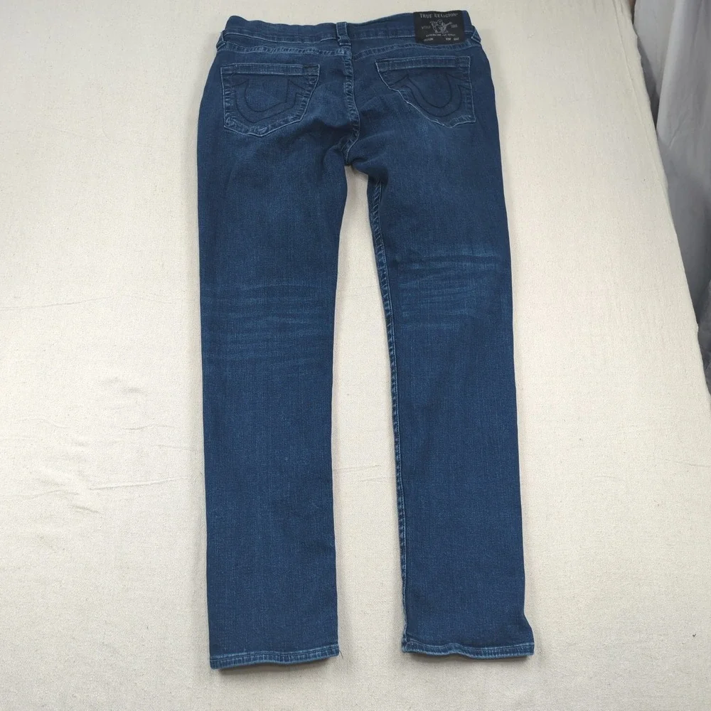 True Religion Jeans Mens 36x32 Blue Rocco Relaxed Skinny Dark Wash